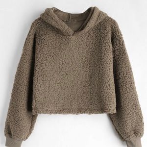 Brown Cropped Fuzzy Sweatshirt